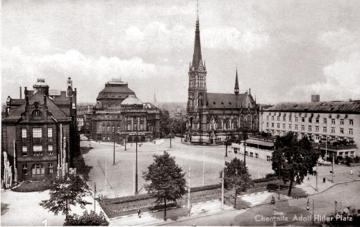 Blick auf den Theaterplatz  - Postkarte 30er Jahre