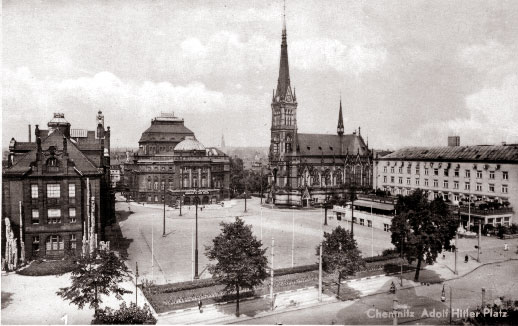 Blick auf den Theaterplatz - Postkarte 30er Jahre